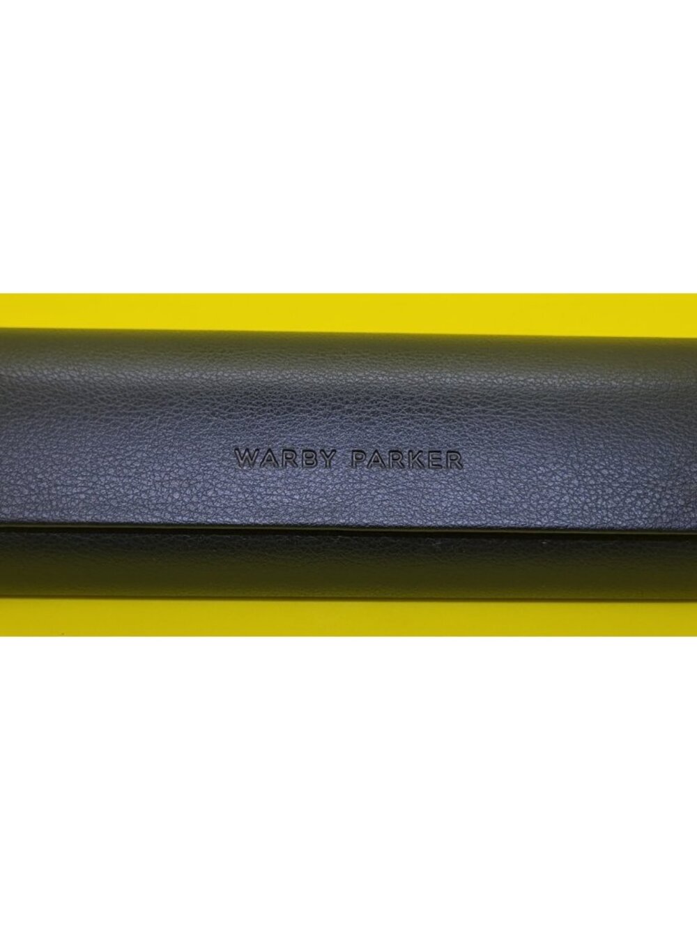 Warby Parker Navy Blue Pebbled Hard Shell Eyeglass Case Magnetic Closure Logo